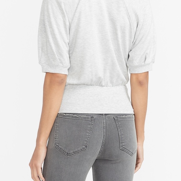 Short Puffer Sleeve Fleece Sweatshirt - Picture 2 of 6